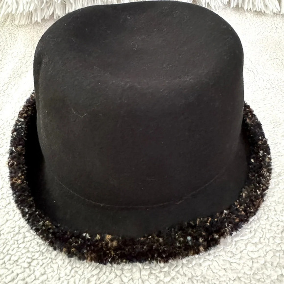 Filippo Catarzi Black with knit multi colored brim end 100% wool made in Italy. main image 7